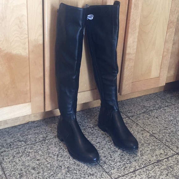 target black thigh high boots